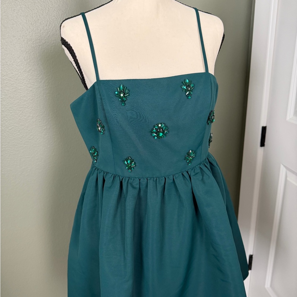 Sachin + Babi Teal Beaded Mini Dress
